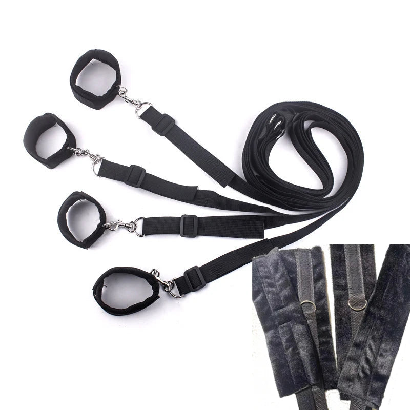Sex Toys for Couples With Handcuffs BDSM Sex Slave Bed Restraint Ankle Cuff Set SM Bondage Bed Strap Soft Cuff System Sex Shop