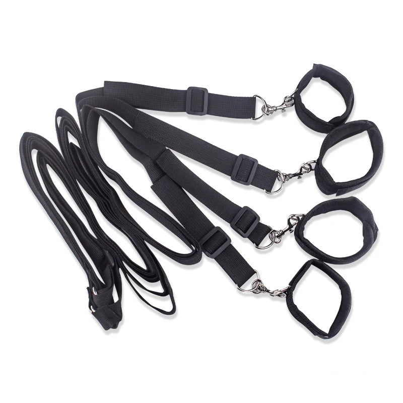 Sex Toys for Couples With Handcuffs BDSM Sex Slave Bed Restraint Ankle Cuff Set SM Bondage Bed Strap Soft Cuff System Sex Shop