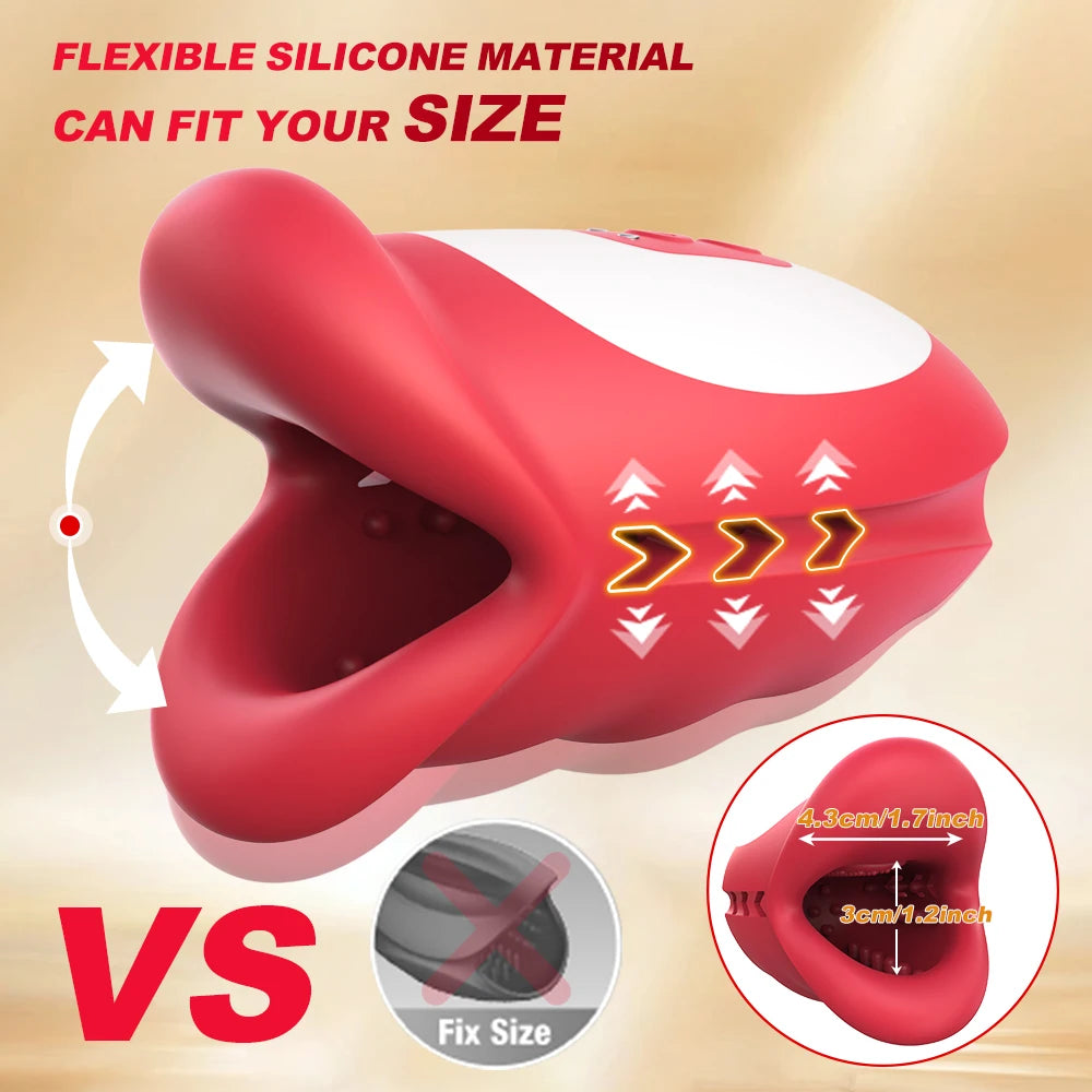Male Masturbator Sex Toys Deep Throat-Mouth 10 Waving & Vibrating Penis Stimulator Sex Machine Stroker Blowjob Adult Sex Toys