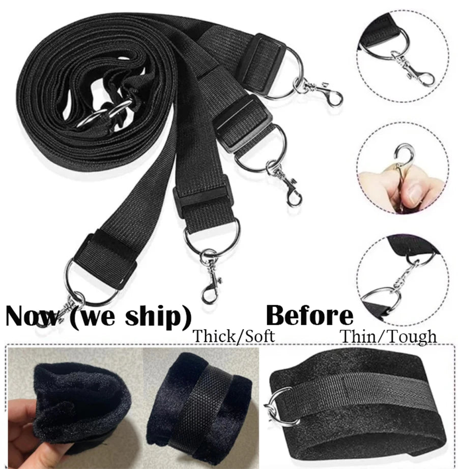 Sex Toys for Couples With Handcuffs BDSM Sex Slave Bed Restraint Ankle Cuff Set SM Bondage Bed Strap Soft Cuff System Sex Shop