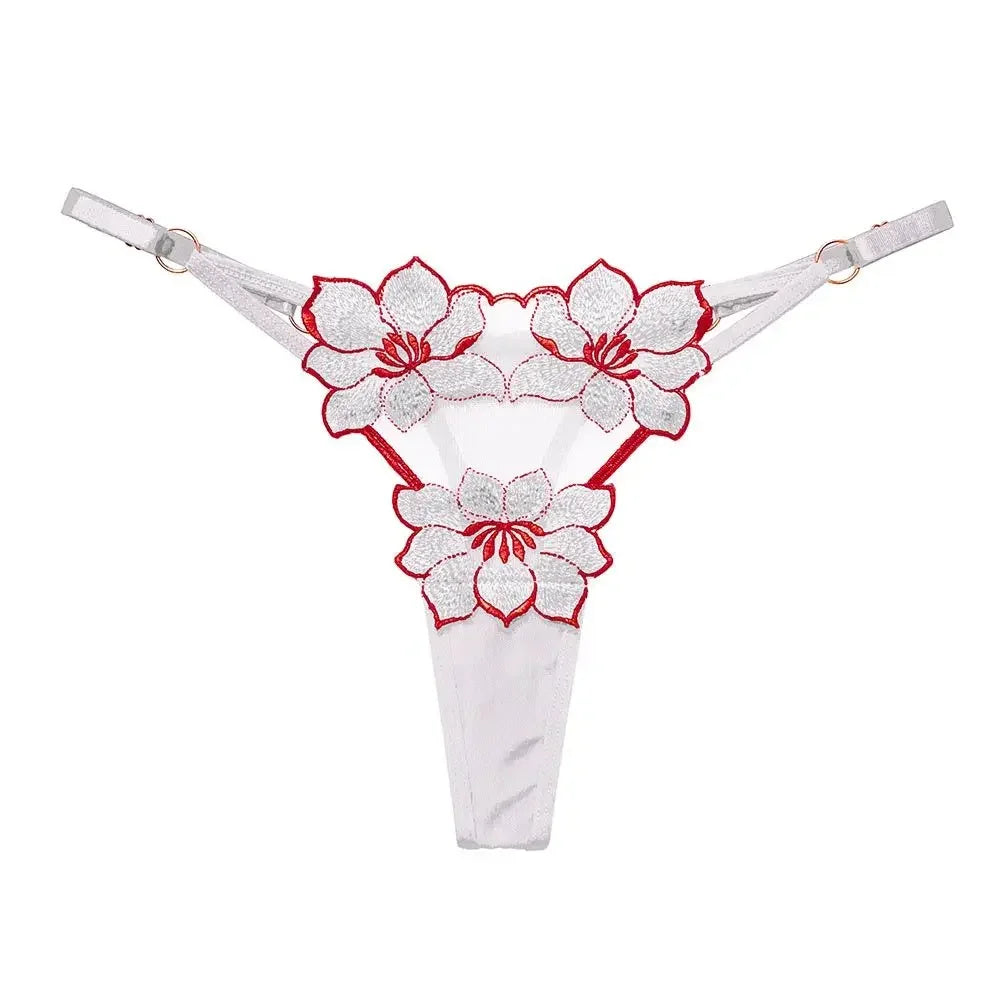 Lingerie Temptation Flower Transparent Embroidery For Girls Korean Underwear Women Panties T Back Thongs String Briefs