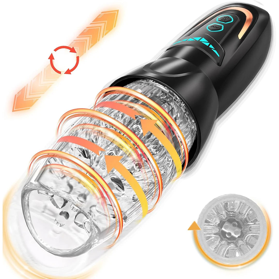 Male Masturbator Sex Toys for Men - Adult Toy with Thrusting & Rotating, Penis Vibrator Pocket Pussy Hands Free Sex Machine