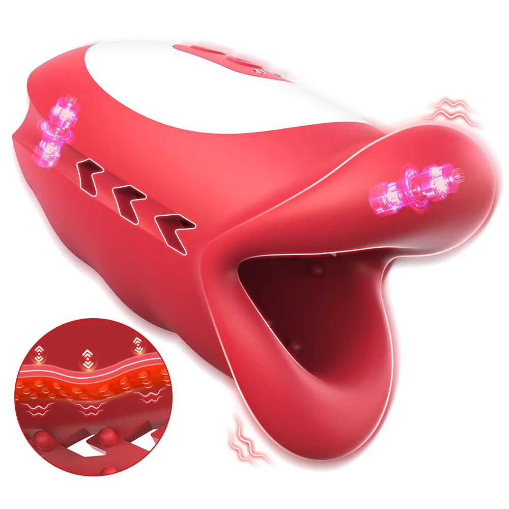 Male Masturbator Sex Toys Deep Throat-Mouth 10 Waving & Vibrating Penis Stimulator Sex Machine Stroker Blowjob Adult Sex Toys