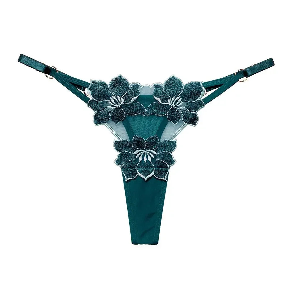 Lingerie Temptation Flower Transparent Embroidery For Girls Korean Underwear Women Panties T Back Thongs String Briefs