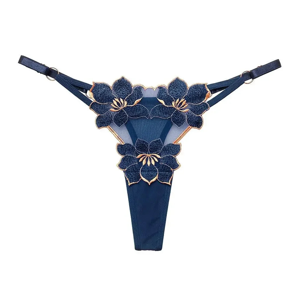 Lingerie Temptation Flower Transparent Embroidery For Girls Korean Underwear Women Panties T Back Thongs String Briefs
