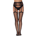 Lingerie Sexy Open Bare Crotch Netting Pantyhose with Rhinestone Access Women Black Crotchless Mesh Fishnet Nylon Stocking Tight