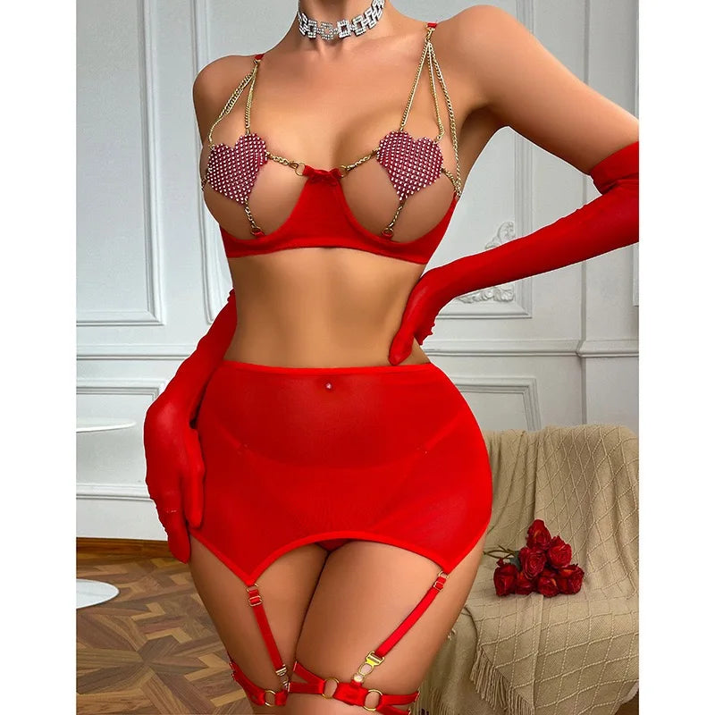 lingerie sexy hot girl ring adult female Bodysuit women daring Erotic set Sexual underwear costume porn outfitsFor 18 Sex Toy